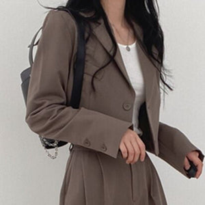 Short Blazer Suit Set for Women Including Pants - Negative Apparel