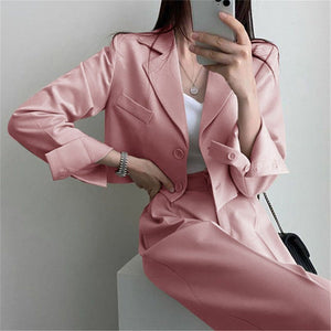Short Blazer Suit Set for Women Including Pants - Negative Apparel