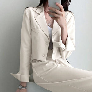 Short Blazer Suit Set for Women Including Pants - Negative Apparel