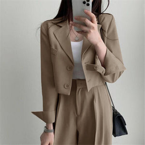 Short Blazer Suit Set for Women Including Pants - Negative Apparel