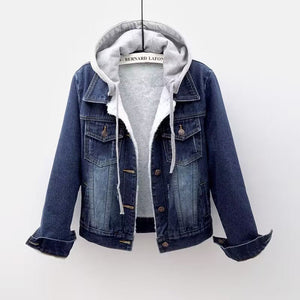 Short Body Denim jacket with hood - Negative Apparel