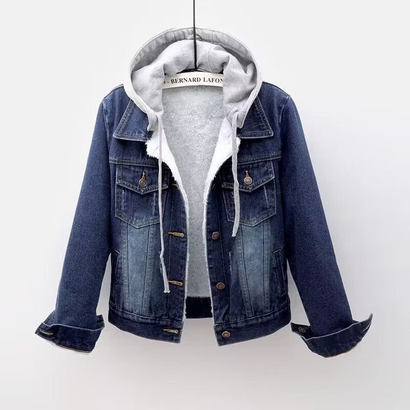 Short Body Denim jacket with hood - Negative Apparel