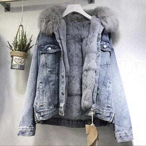 Short Body Denim jacket with hood - Negative Apparel