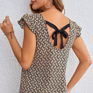 Short sleeve shirt women's round neck lace - up shirt jumper top - Negative Apparel