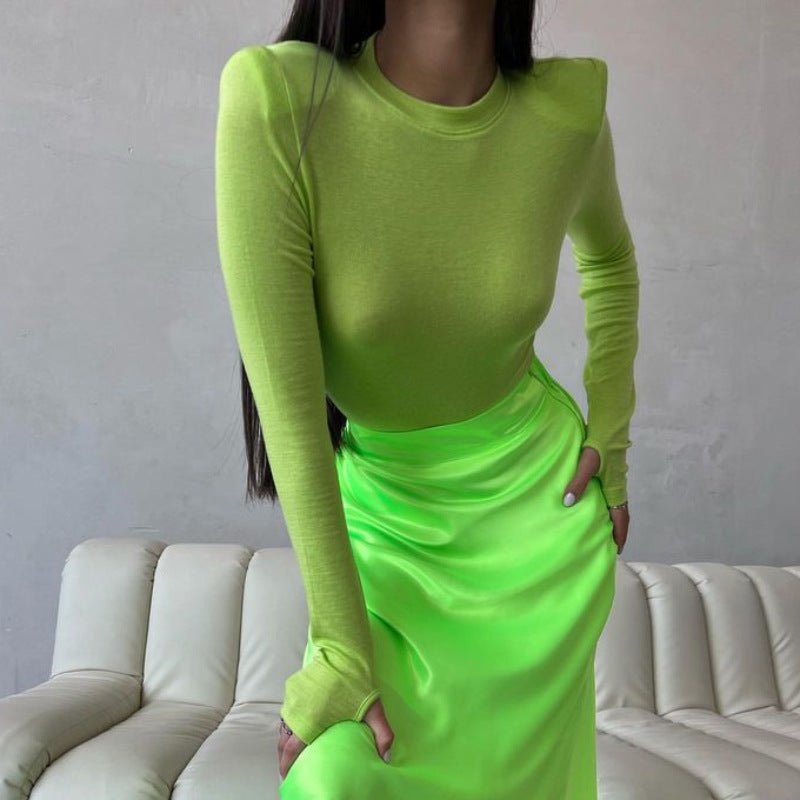 Shoulder pads women's casual long - sleeved t-shirt - Negative Apparel