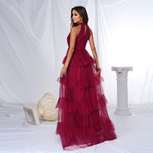 Sleeveless round neck off - shoulder beach vacation long Bohemian style swing dress - Negative Apparel