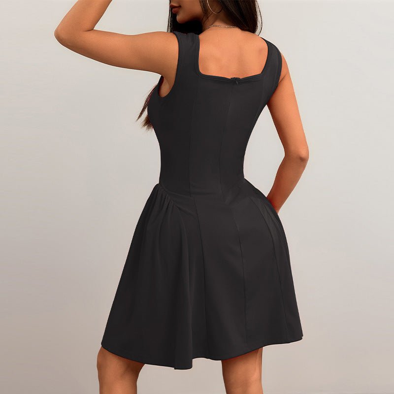 slim - fit dress backless sleeveless vest suspender skirt - Negative Apparel