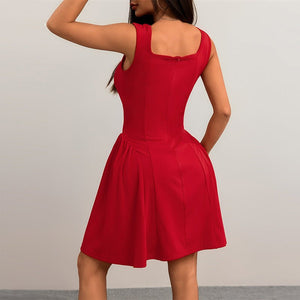 slim - fit dress backless sleeveless vest suspender skirt - Negative Apparel