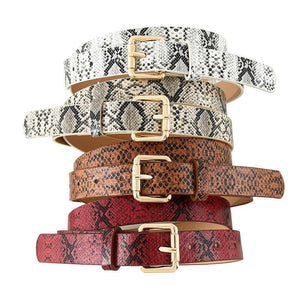Snake pattern belt women's belt jeans versatile ladies decorative black pants belt student simple trendy casual - Negative Apparel