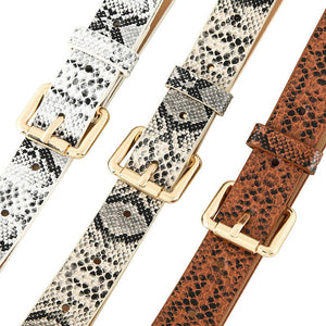 Snake pattern belt women's belt jeans versatile ladies decorative black pants belt student simple trendy casual - Negative Apparel
