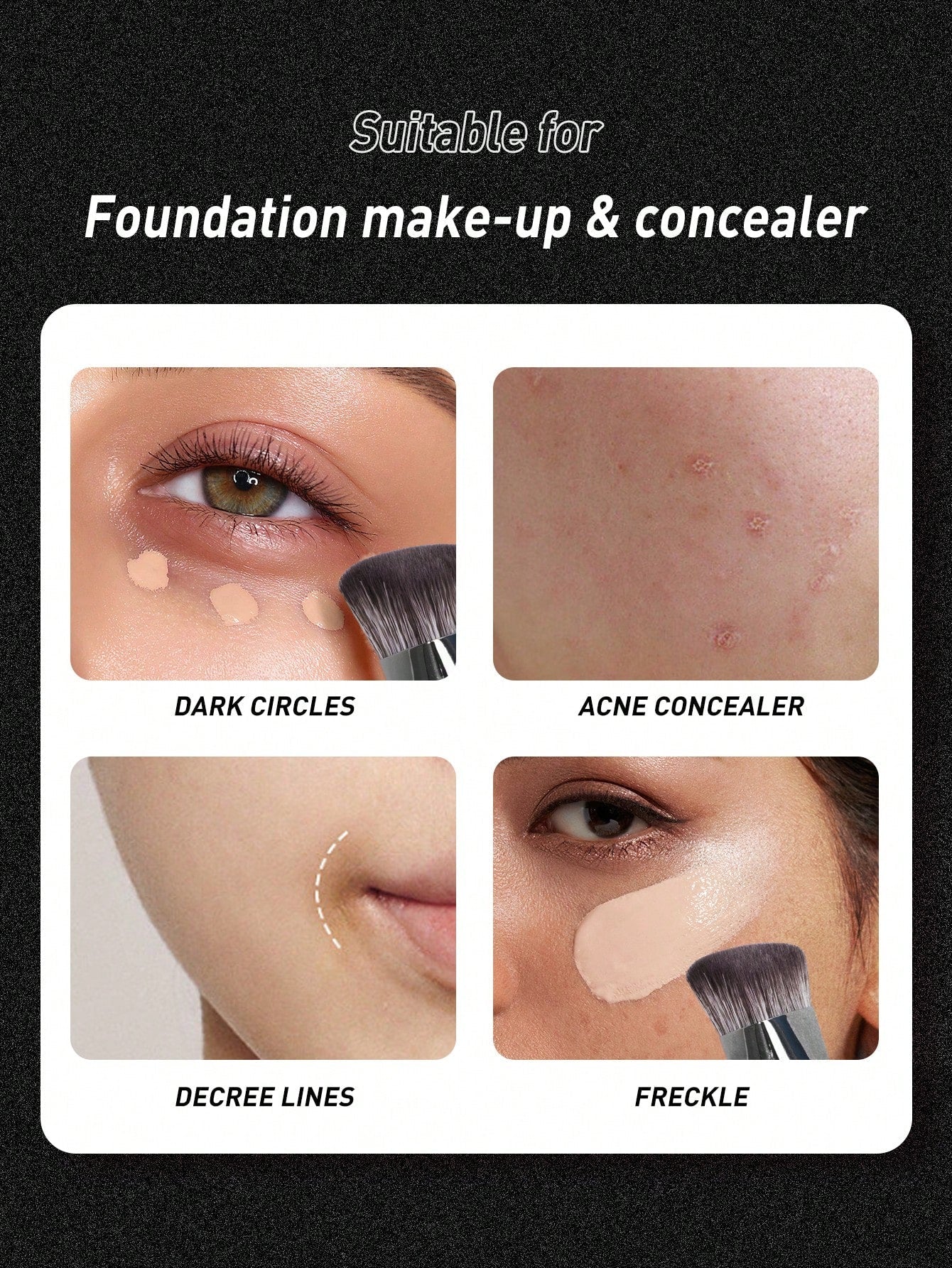 Soft Makeup Brush, Black Triangle Foundation Brush, Concealer Brush, Detail Brush, BB Cream Brush, Isolation Brush, Cover Dark Circles, Eye Bags, Acne Marks, Freckles, Portable Makeup Brush - Negative Apparel