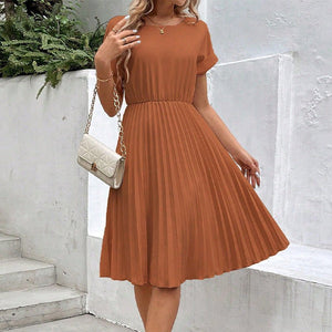 Solid color loose polyester A - shaped skirt Amazon women's clothing - Negative Apparel