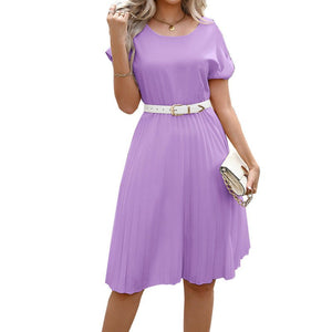 Solid color loose polyester A - shaped skirt Amazon women's clothing - Negative Apparel