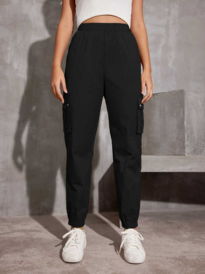 Solid color multi - pocket casual overalls pants for women - Negative Apparel