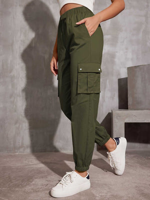 Solid color multi - pocket casual overalls pants for women - Negative Apparel