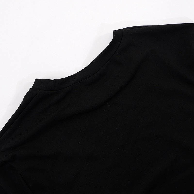 Solid color round neck short sleeve basic T-shirt top - Negative Apparel