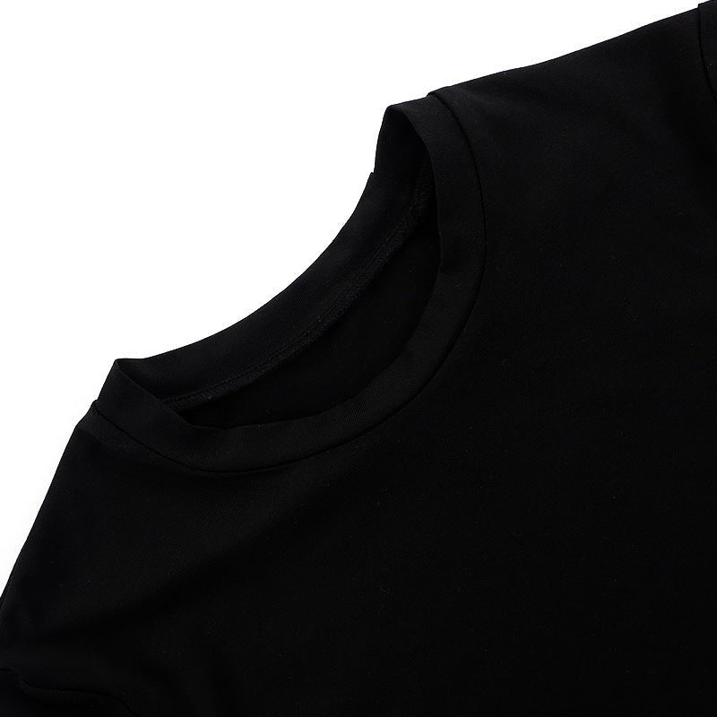 Solid color round neck short sleeve basic T-shirt top - Negative Apparel