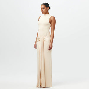 Solid color round neck sleeveless strappy dress - Negative Apparel