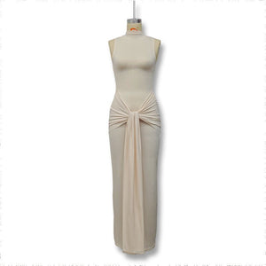 Solid color round neck sleeveless strappy dress - Negative Apparel