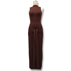 Solid color round neck sleeveless strappy dress - Negative Apparel