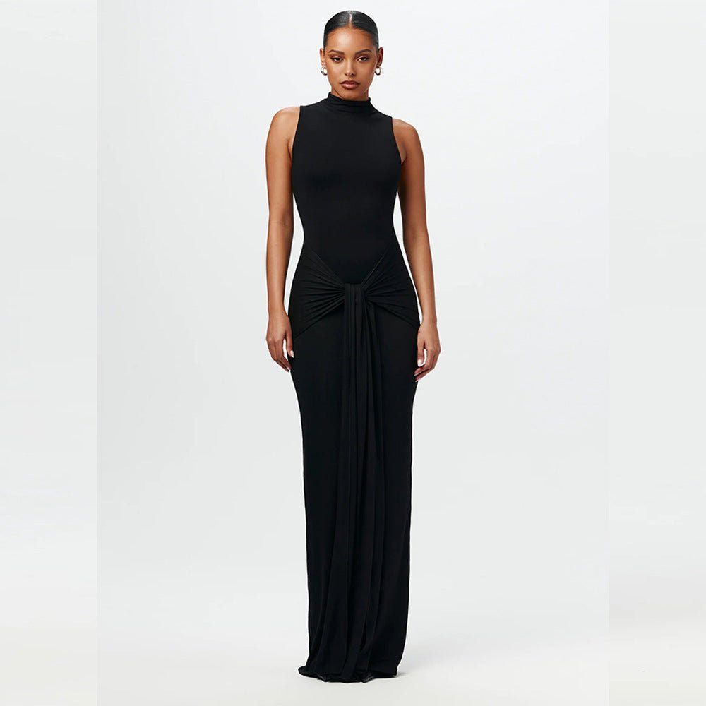 Solid color round neck sleeveless strappy dress - Negative Apparel