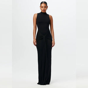 Solid color round neck sleeveless strappy dress - Negative Apparel