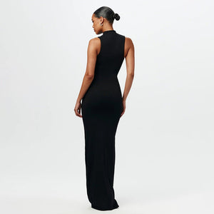 Solid color round neck sleeveless strappy dress - Negative Apparel