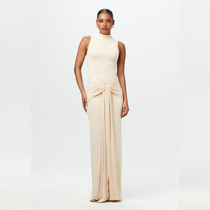 Solid color round neck sleeveless strappy dress - Negative Apparel