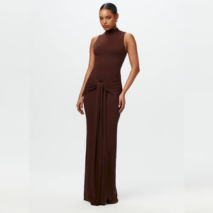 Solid color round neck sleeveless strappy dress - Negative Apparel