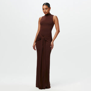 Solid color round neck sleeveless strappy dress - Negative Apparel