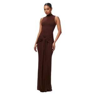 Solid color round neck sleeveless strappy dress - Negative Apparel