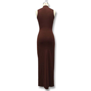 Solid color round neck sleeveless strappy dress - Negative Apparel