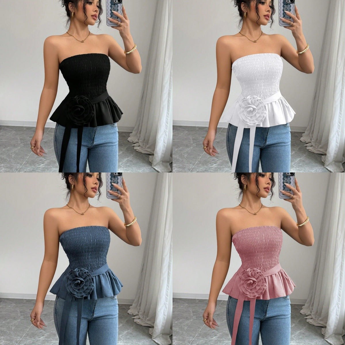 Solid color tube top French unique and beautiful small top - Negative Apparel