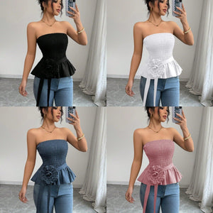 Solid color tube top French unique and beautiful small top - Negative Apparel