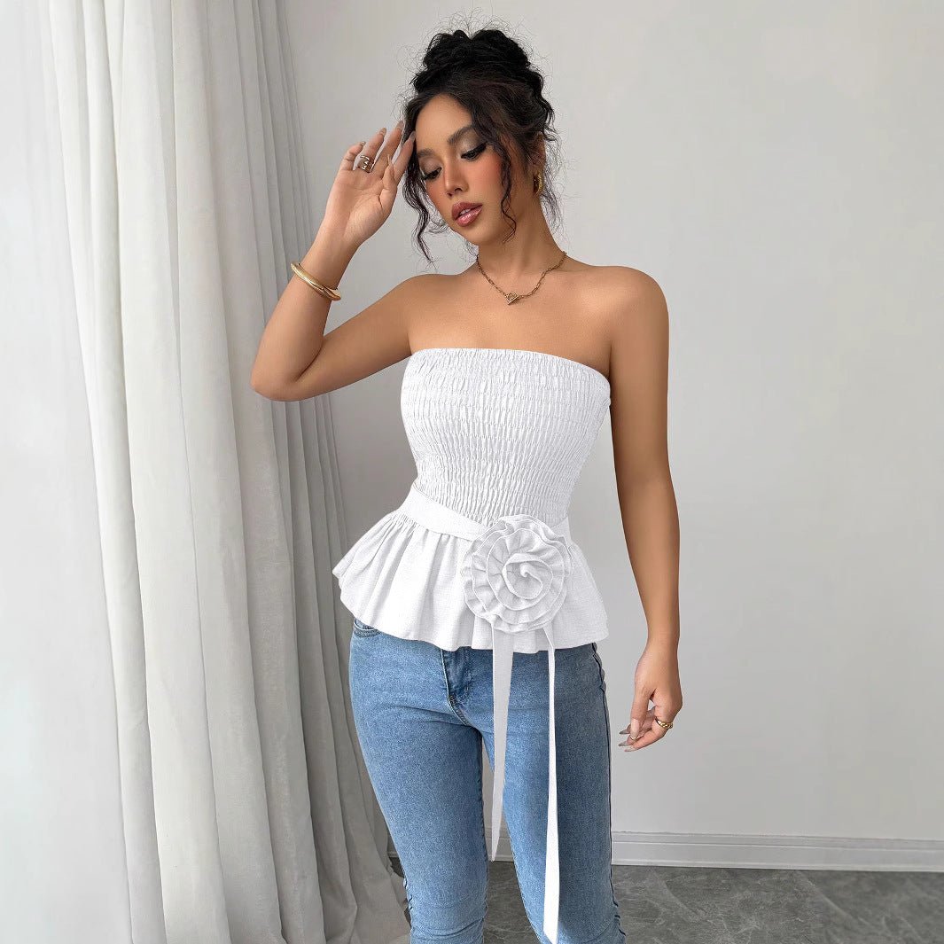 Solid color tube top French unique and beautiful small top - Negative Apparel