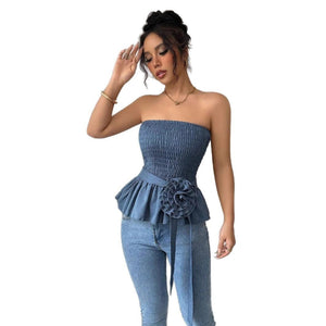 Solid color tube top French unique and beautiful small top - Negative Apparel