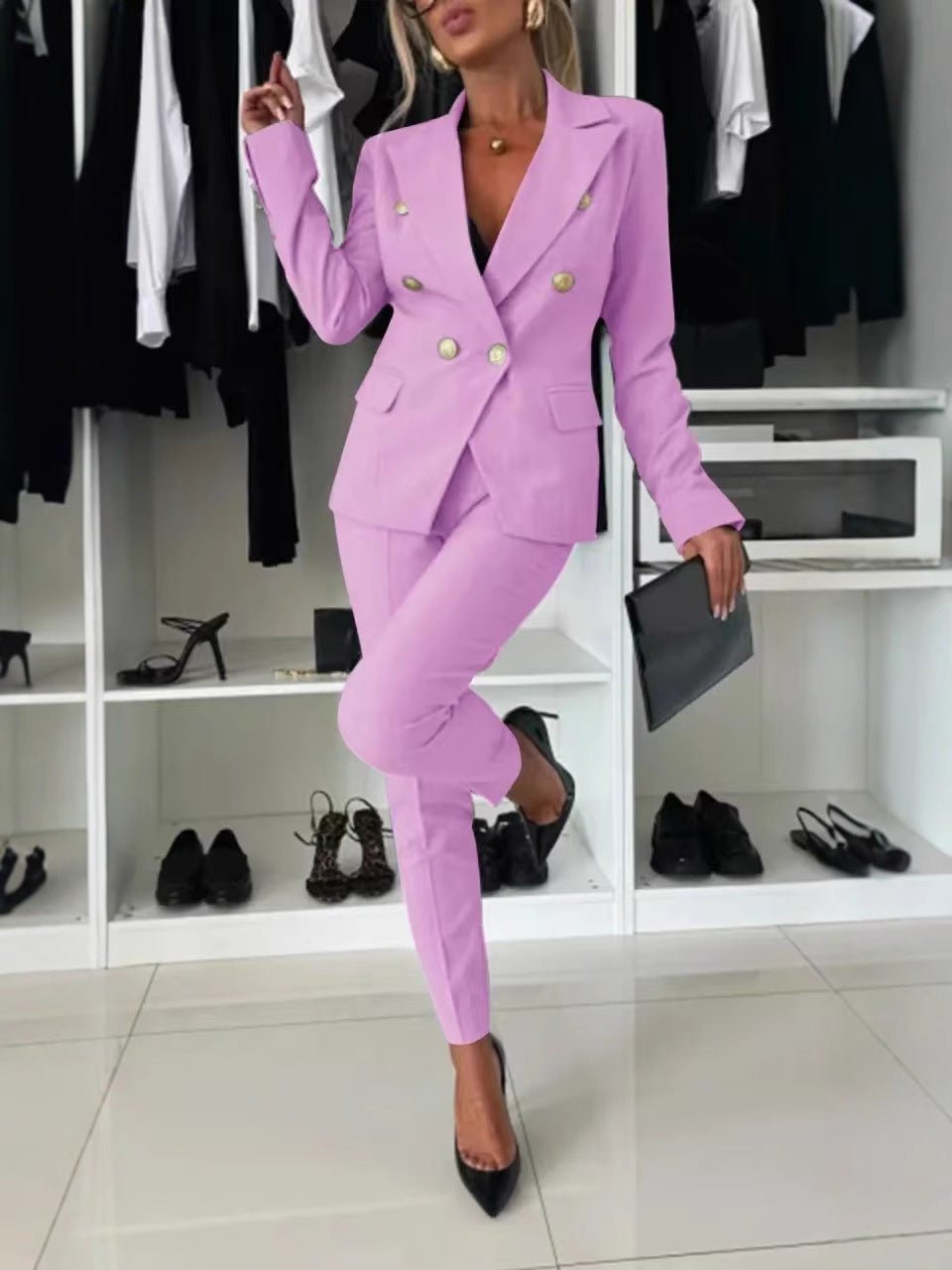 Solid color versatile suit independent fashion with casual pocket - Negative Apparel