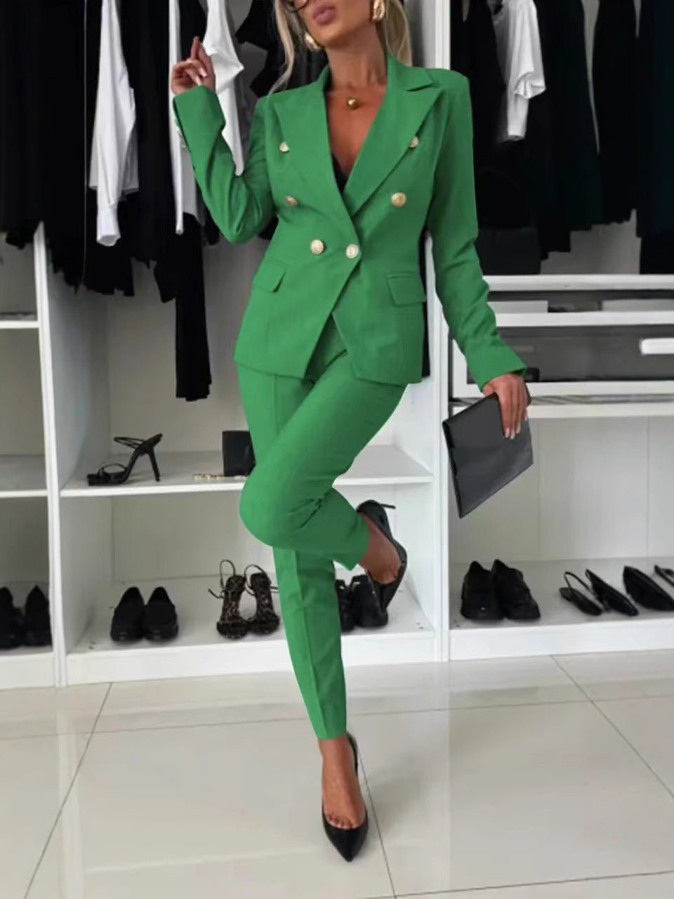 Solid color versatile suit independent fashion with casual pocket - Negative Apparel