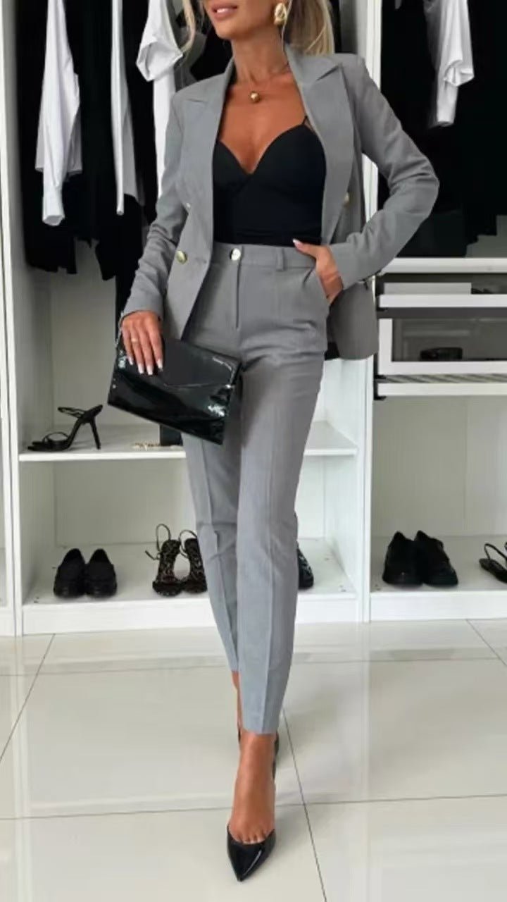 Solid color versatile suit independent fashion with casual pocket - Negative Apparel