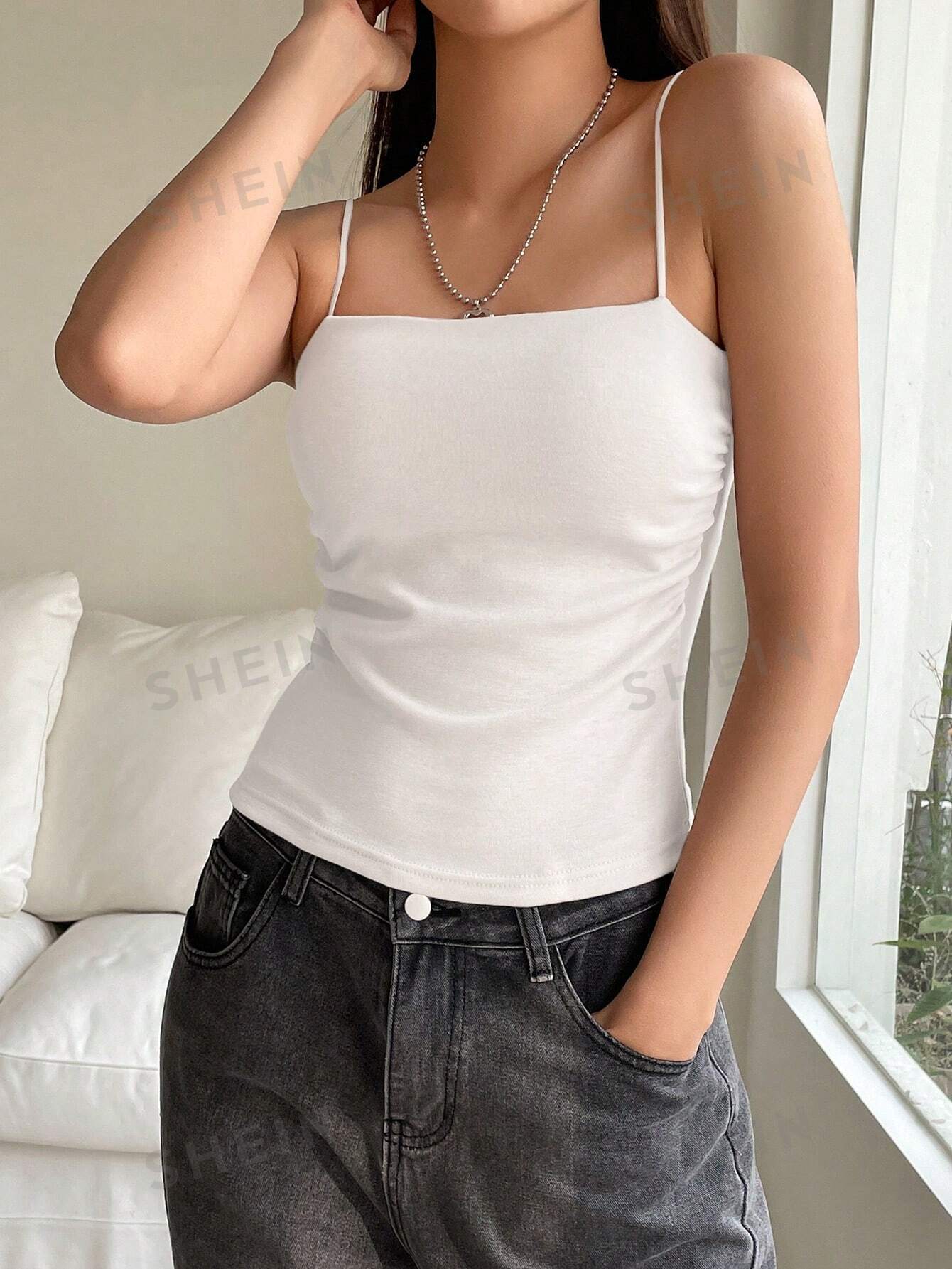 Solid Ruched Cami Top - Negative Apparel