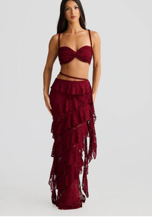 Solis Lace | 2 - Piece Halter Suspender & Hip - Wrap Maxi Set - Negative Apparel