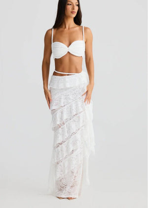 Solis Lace | 2 - Piece Halter Suspender & Hip - Wrap Maxi Set - Negative Apparel
