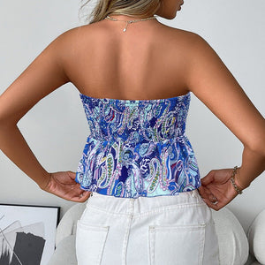 Spice Girls sleeveless tube top pleated waist color off - the - shoulder top women - Negative Apparel