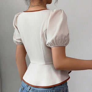 Spice Girls women's clothing 2025 summer American style lace - up shirt slim - fitting polyester top - Negative Apparel