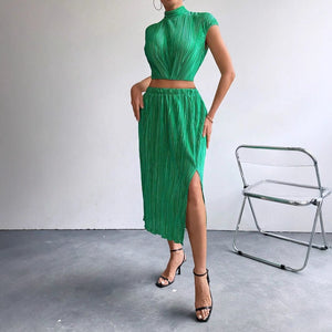 Split skirt sleeveless slim top two - piece set summer sxy skirt set women - Negative Apparel