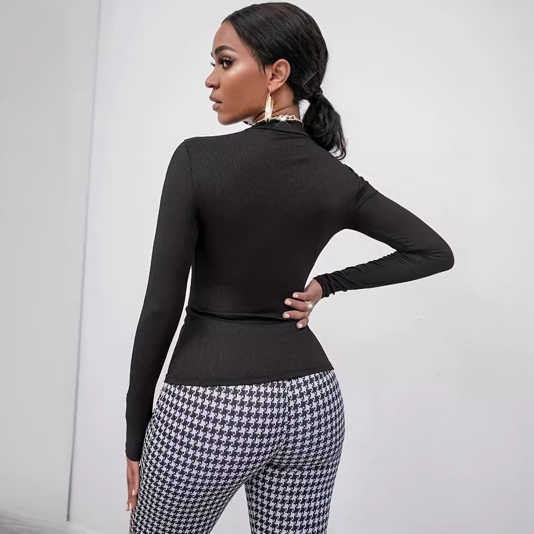 spring 2025 new ribbed knitted fashion skull hot diamond T-shirt top women - Negative Apparel