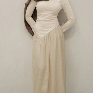 Spring and autumn crew neck dress slim and thin long women's elegant skirt - Negative Apparel