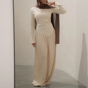 Spring and autumn crew neck dress slim and thin long women's elegant skirt - Negative Apparel