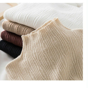 Spring and autumn new sweater women's bottoming shirt with long - sleeved top inside slim - fitting versatile semi - turtleneck knitted sweater women's texture - Negative Apparel