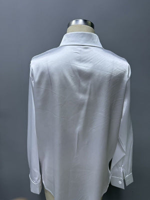 spring and summer new style satin satin shirt female imitation silk long - sleeved shirt - Negative Apparel